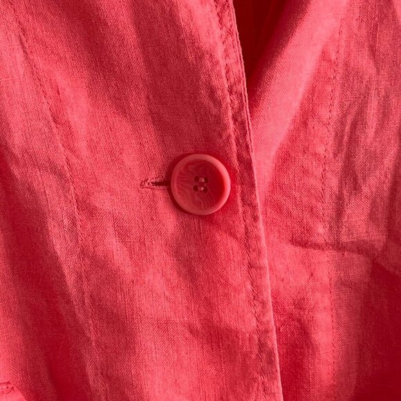 Eileen Fisher Pink Linen Blazer One Button‎ Pockets Lightweight Size Small - Picture 4 of 9